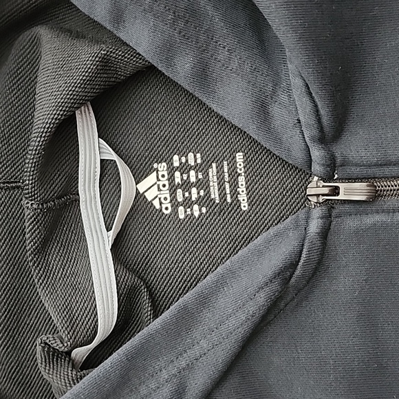 Adidas Women's Navy White Full  Zip Hoodie 3 Stripes Pockets Size Medium - Picture 5 of 13